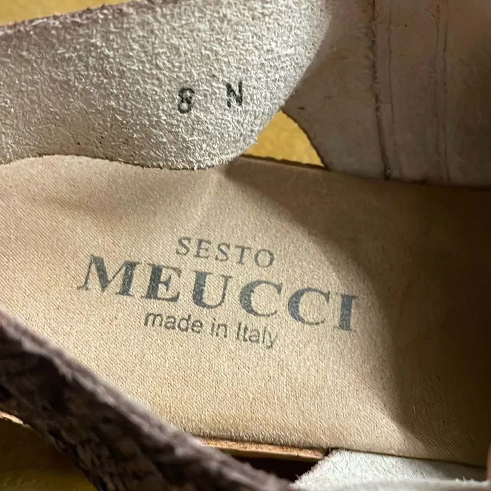 Sesto Meucci Sylke wedge sandal snake print leather 8N